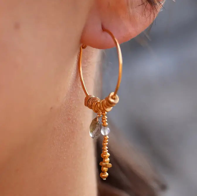 LES CRÉOLES DORÉES AVEC PIERRES NATURELLES