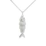 Large articulated fish necklace in 925 silver and zircons