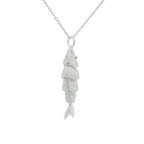 Large articulated fish necklace in 925 silver and zircons