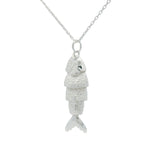 Large articulated fish necklace in 925 silver and zircons