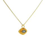 Collier doré oeil texturé et labradorite 42 cm