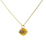 Collier doré oeil texturé et labradorite 42 cm