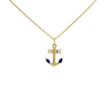 Collier doré ancre marine lapis lazulis 42 cm