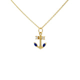 Collier doré ancre marine lapis lazulis 42 cm