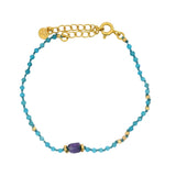 Bracelet doré Amethyste et Apatite avec disques