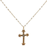 Collier doré croix baroque labradorite 50 cm