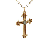 Collier doré croix baroque labradorite 50 cm