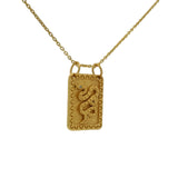 Gold necklace textured plate snake zircon