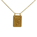 Gold necklace textured plate snake zircon