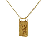 Gold necklace textured plate snake zircon