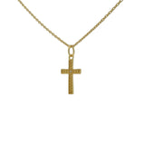 Collier doré petite croix fine et zircon 42 cm