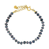 Bracelet doré avec alternance de Tourmaline rose et Iolite