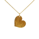 Large hammered gold heart necklace
