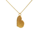 Large hammered gold heart necklace