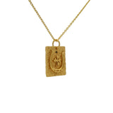 Collier doré plaque fer à cheval trèfle et zircon noir 42 cm