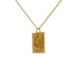 Collier doré plaque fer à cheval trèfle et zircon noir 42 cm