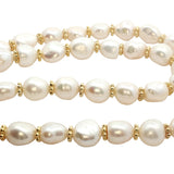 Collier doré perles de culture et couronnes dorées 42 cm