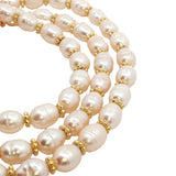 Collier doré perles de culture et couronnes dorées 60 cm