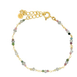 Bracelet doré mix de petites pierres en labradorite et tourmaline