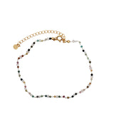 Chaine de cheville dorée perles tourmaline 27 cm