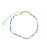 Chaine de cheville dorée en perles Miyuki bleu 27 cm