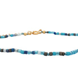 Chaine de cheville dorée en perles Miyuki bleu 27 cm