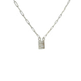 Collier en argent 925 trilogie de zircons baguettes 42 cm