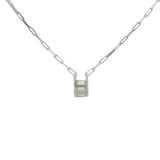 Collier en argent 925 trilogie de zircons baguettes 42 cm