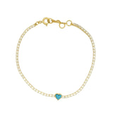 Bracelet Tennis avec coeur en turquoise