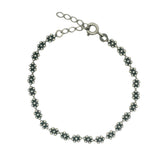 Bracelet argent 925 oxydé fleurs