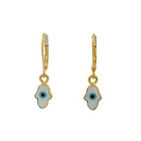 Boucles d'oreilles main de fatma et oeil en nacre