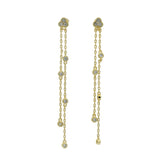 Boucles d'oreilles dorées chaines avec zircons blancs