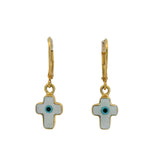 Boucles d'oreilles oeil en nacre et croix