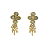 Puces d'oreille pierre de lune et zircons blancs