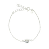 Bracelet argent 925 pierre de lune ovale et zircons blancs
