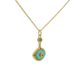 Collier doré oeil amazonite et zircons 42 cm