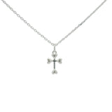 Collier en argent 925 petite croix avec coeurs aux extrémités 42 cm