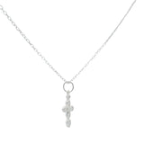 Collier en argent croix et zircons 42cm