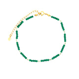 Chaine de cheville dorée en onyx verte et préhnite