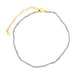 Chaine de cheville en cordon gris et labradorite