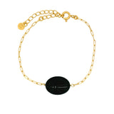 Bracelet doré maille rectangle avec scarabée en onyx noire