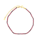 Chaine de cheville dorée en tourmaline et grenat