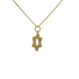 Gold Star of David and Stone Necklace