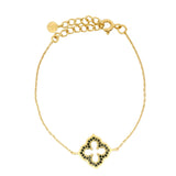 Bracelet doré fleur arabesque en zircons noirs