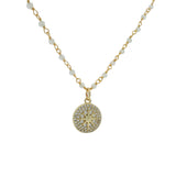 Collier doré rosary pierre de lune et médaille rose des vents 50 cm