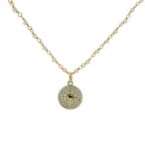 Collier doré rosary pierre de lune et médaille rose des vents 50 cm