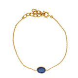 Bracelet doré en lapis lazulis ovale
