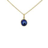 Collier doré petit oeil bleu rond en verre soufflé 42 cm