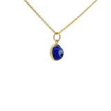 Collier doré petit oeil bleu rond en verre soufflé 42 cm