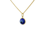 Collier doré petit oeil bleu rond en verre soufflé 42 cm